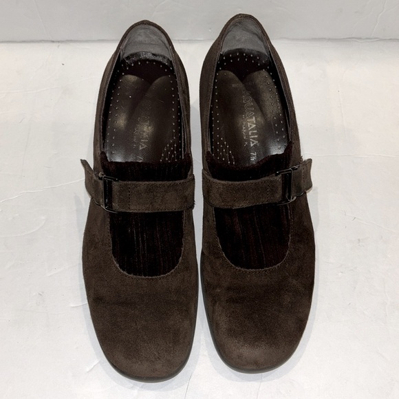 Aquatalia suede brown slide on wedge‎ loafer shoes size 7.5 - Picture 4 of 17